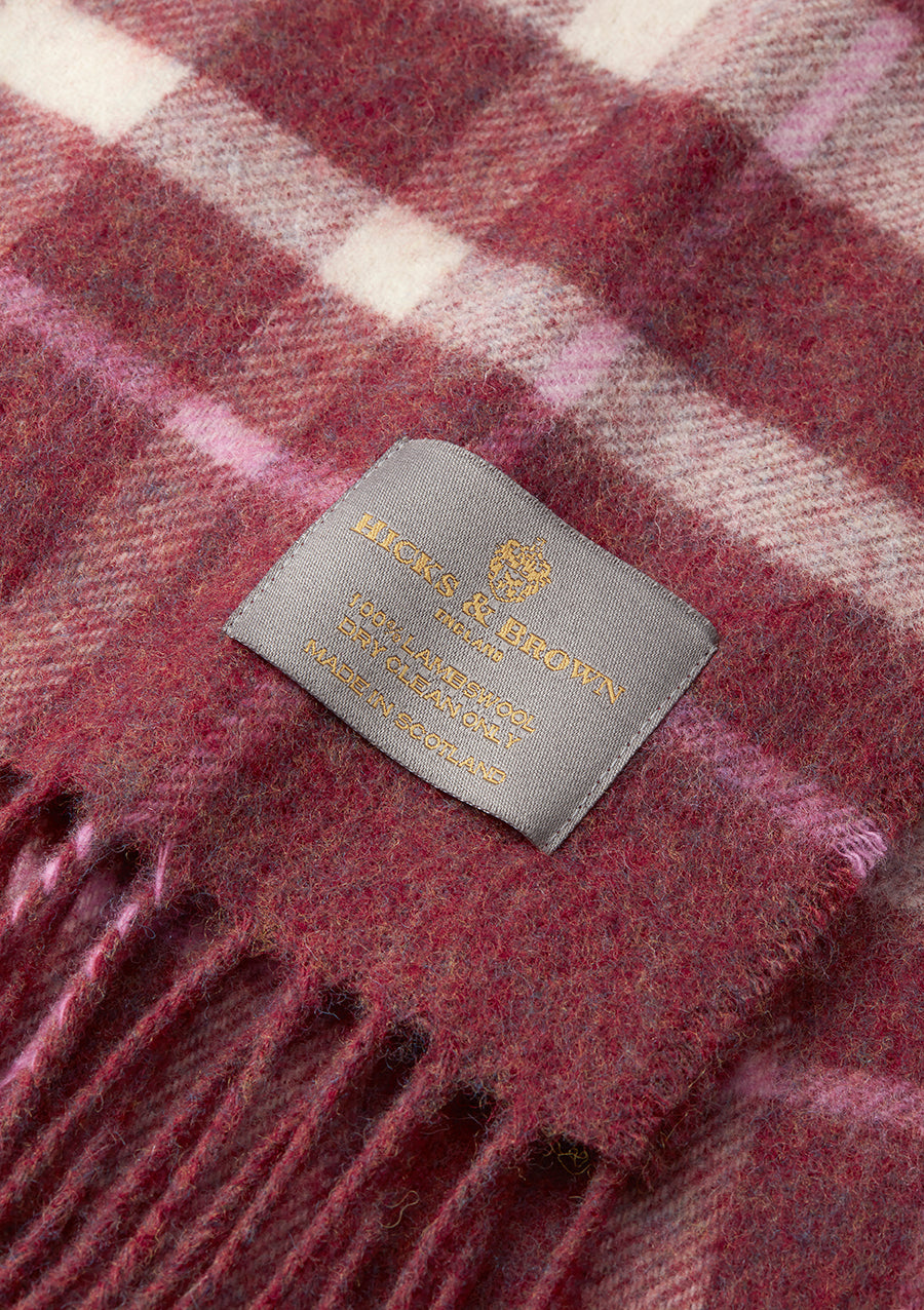 Hicks & Brown The Ashby Lambswool Scarf in Mulberry Check (Limited Edition)