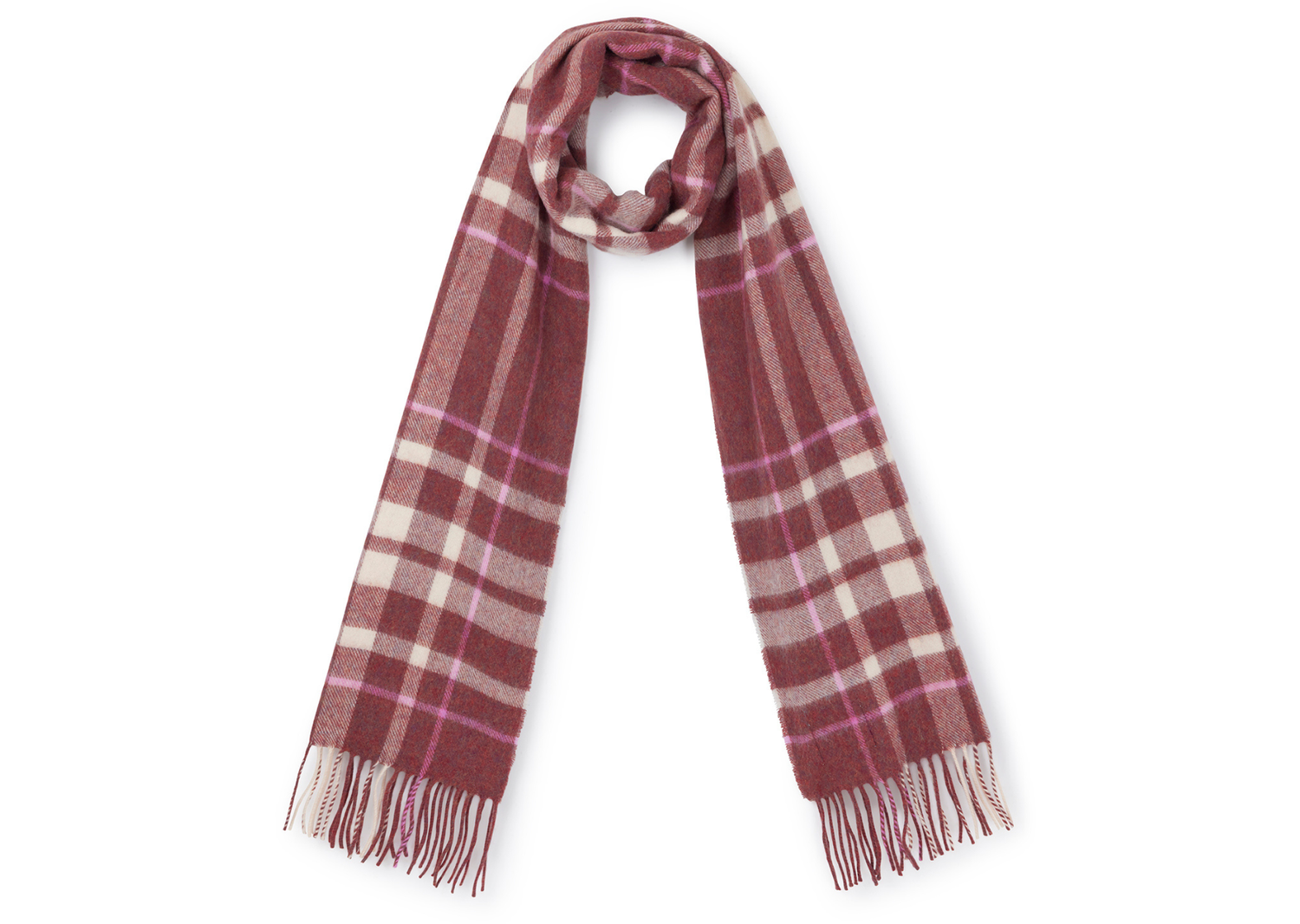 Hicks & Brown The Ashby Lambswool Scarf in Mulberry Check (Limited Edition)