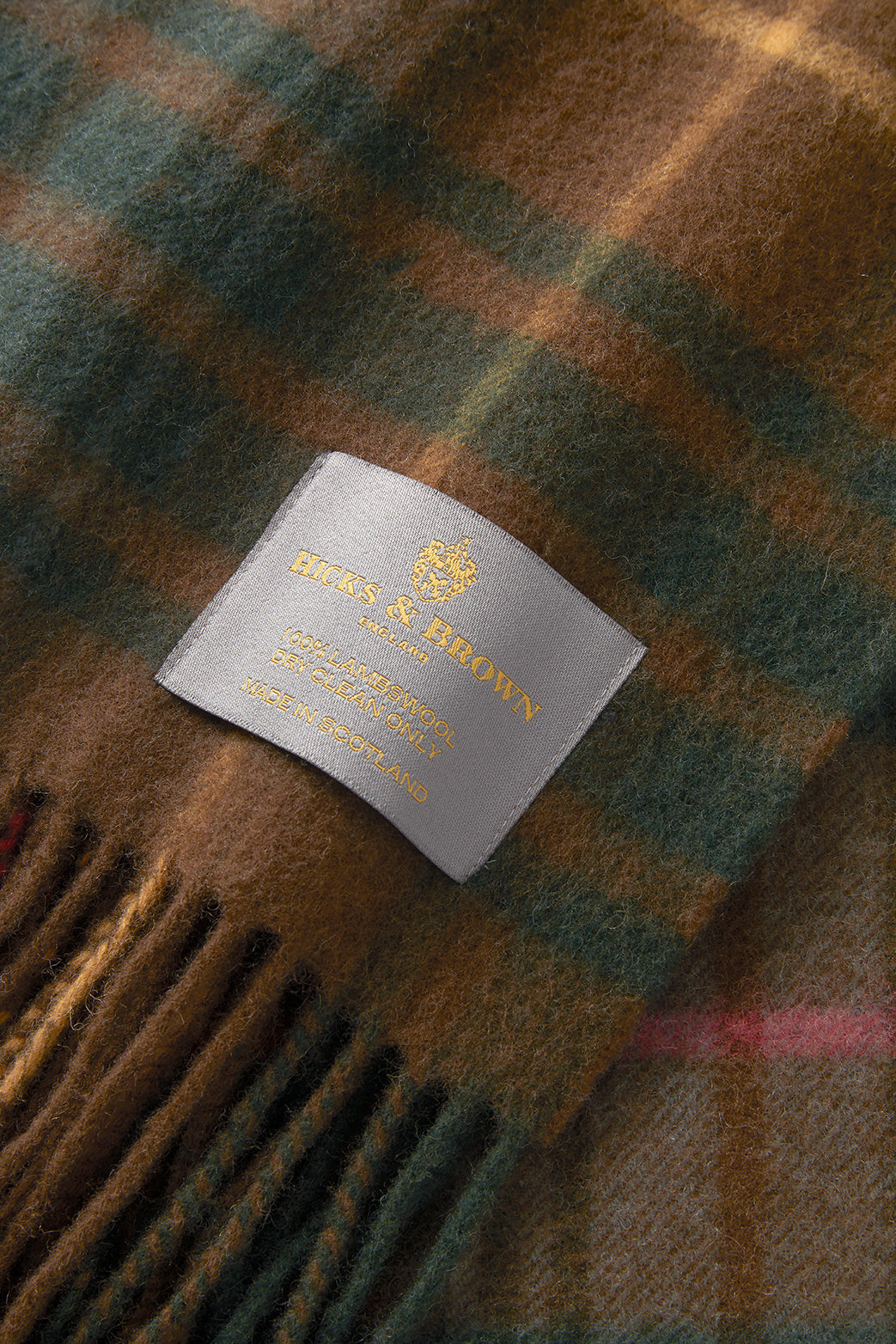 Hicks & Brown The Ashby Lambswool Scarf in Brown Check