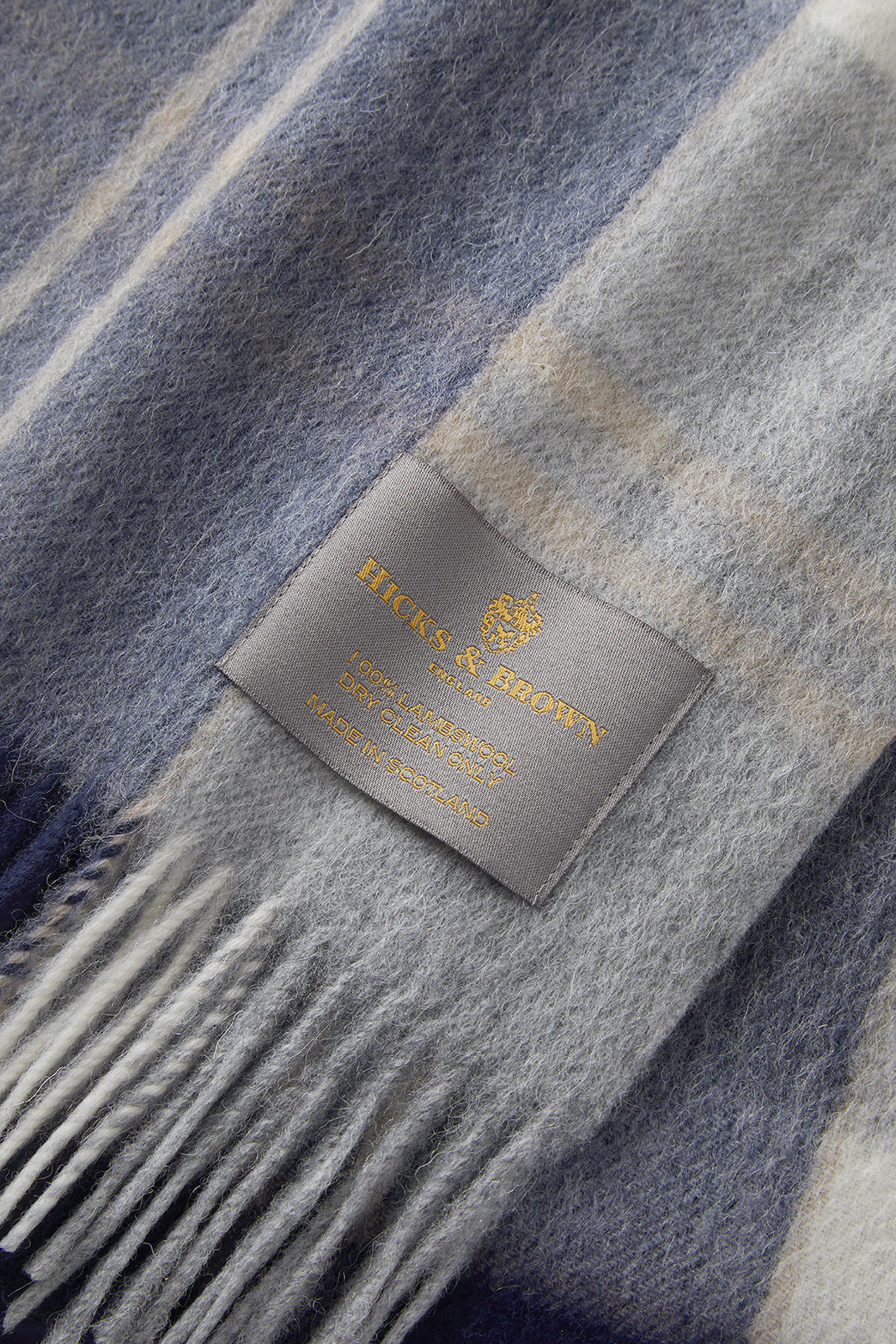 Hicks & Brown The Ashby Lambswool Scarf in Grey Check